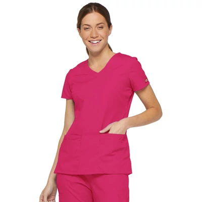 V-nyakú Női Egészségügyi Felső  - Hot Pink