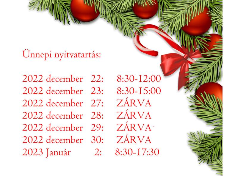 Karácsonyi nyitvatartásunk